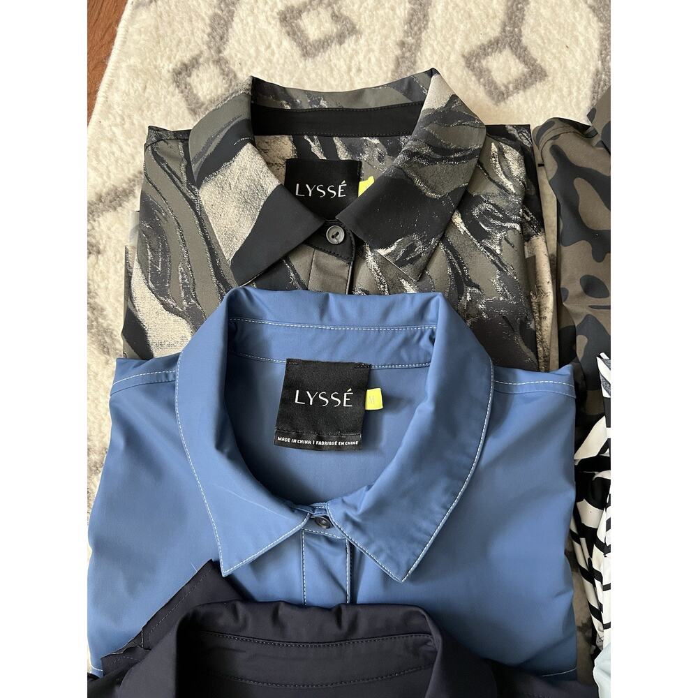LYSSE Bundle Of 8 Solid Print Button Down Wrinkle Resistant Career Blouses Tops - Picture 5 of 16